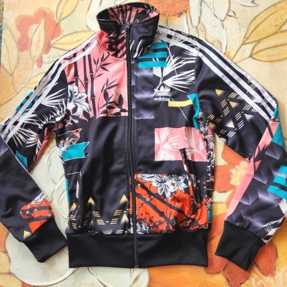 ADIDAS x Farm RIO Black 3 Stripe Trefoil Zip Gym Collect Street Track Jacket XS - Picture 3 of 16